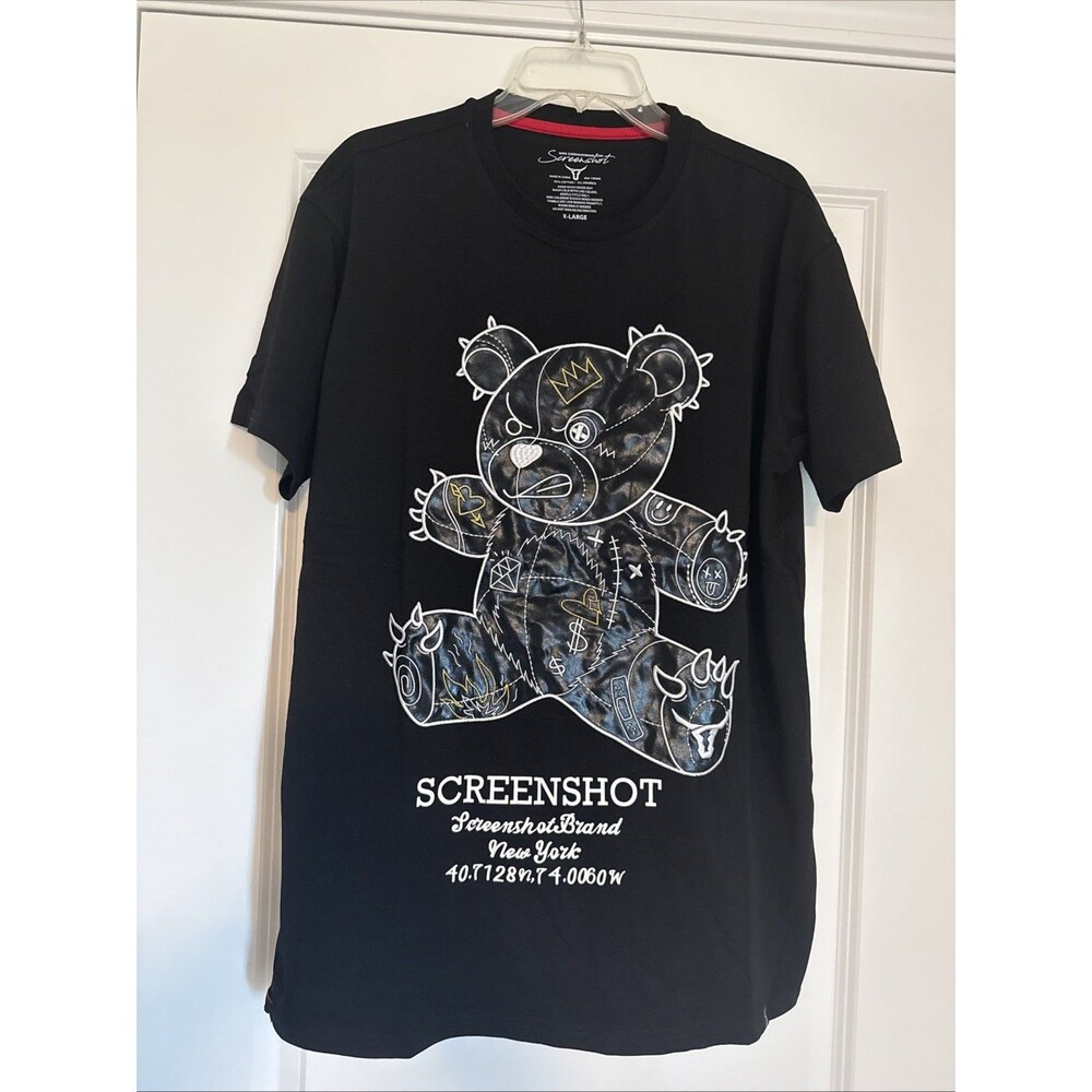 Screenshot T-Shirt Mens XL Black Hipster Hip Hop New York Bear Streetwear